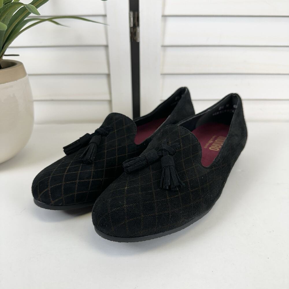 Munro 8.5 M Tallie Tassel Loafers Quilted Slip On Flats Black Brown Comfort Shoe